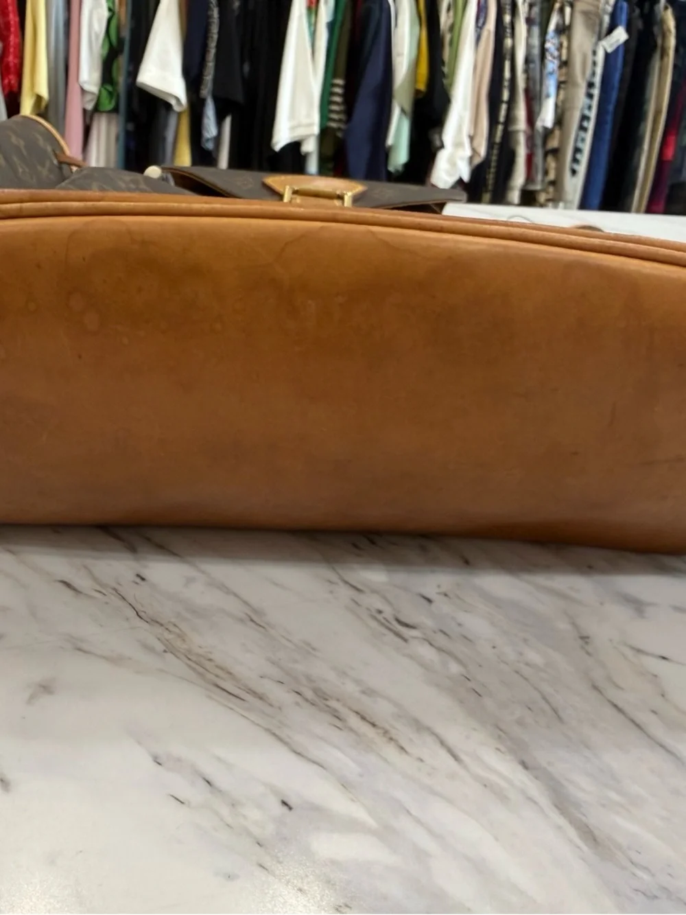 Louis Vuitton Monogram Canvas Backpack with Tan Leather Trim - Picture 3 of 8